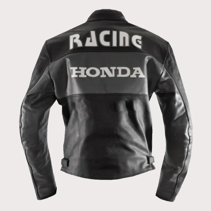 Black Honda Motorbike Cowhide Leather Jacket