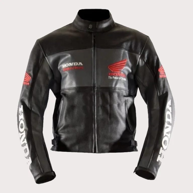 Black Honda Motorbike Cowhide Leather Jacket