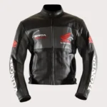 Black Honda Motorbike Real Cowhide Leather Jacket