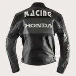 Black Honda Motorbike Real Cowhide Leather Jacket