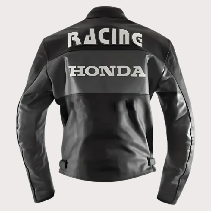 Black Honda Motorbike Real Cowhide Leather Jacket