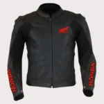 Black Honda Motorbike Style Leather Jacket