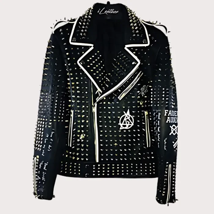 Custom Made Black Leather Studded Punk Style Jacket