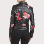 Embellished Silver Studded Embroidered Leather Jacket