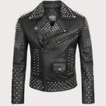 Handmade Men's Black Leather Studded Punk Style jacket