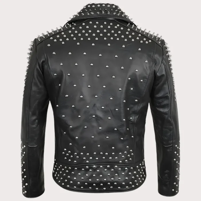 Handmade Men's Black Leather Studded Punk Style jacket