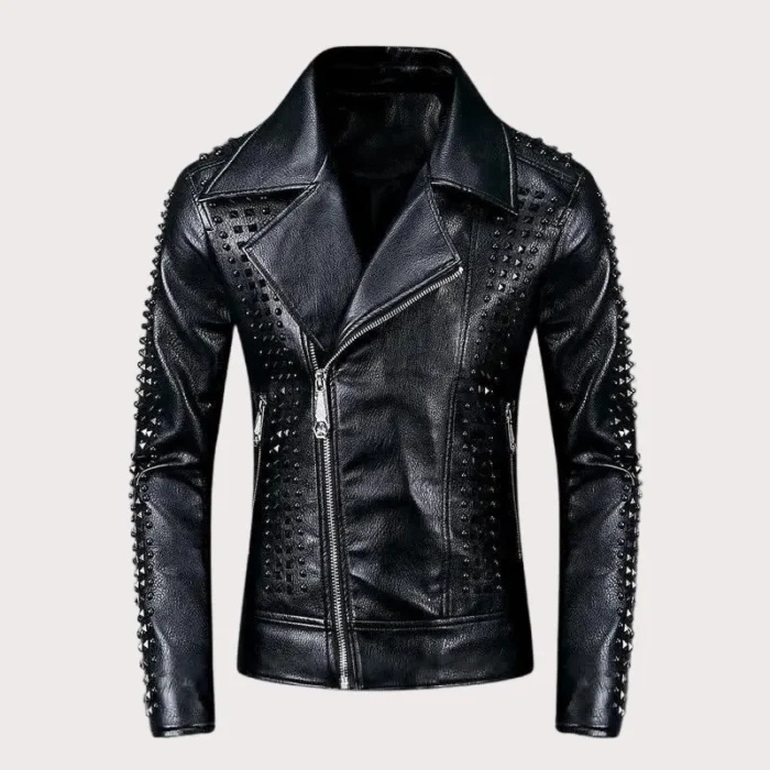 Handmade Mens Studded Leather Jacket, Rock Punk Style Leather Jacket