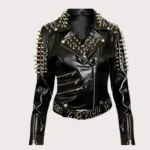 Handmade Womens Plain Black Fashion Studded Punk Style Jacket