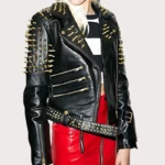 Handmade Womens Plain Black Fashion Studded Punk Style Jacket