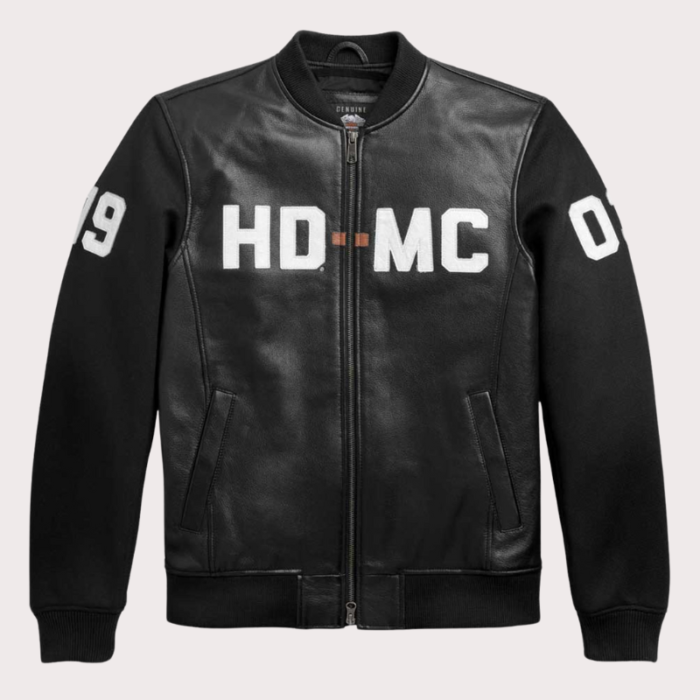 Harley Davidson Hd Mc Mixed Media Bomber Jacket