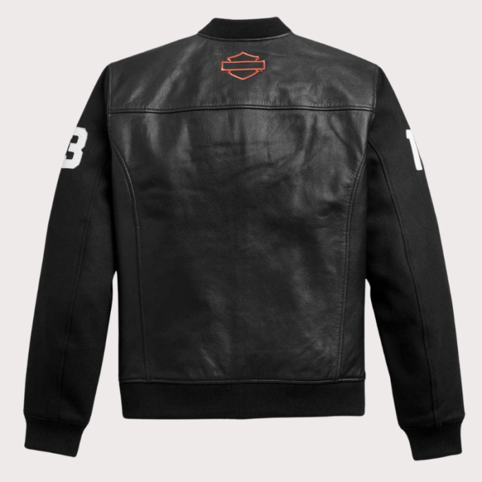 Harley Davidson Hd Mc Mixed Media Bomber Jacket