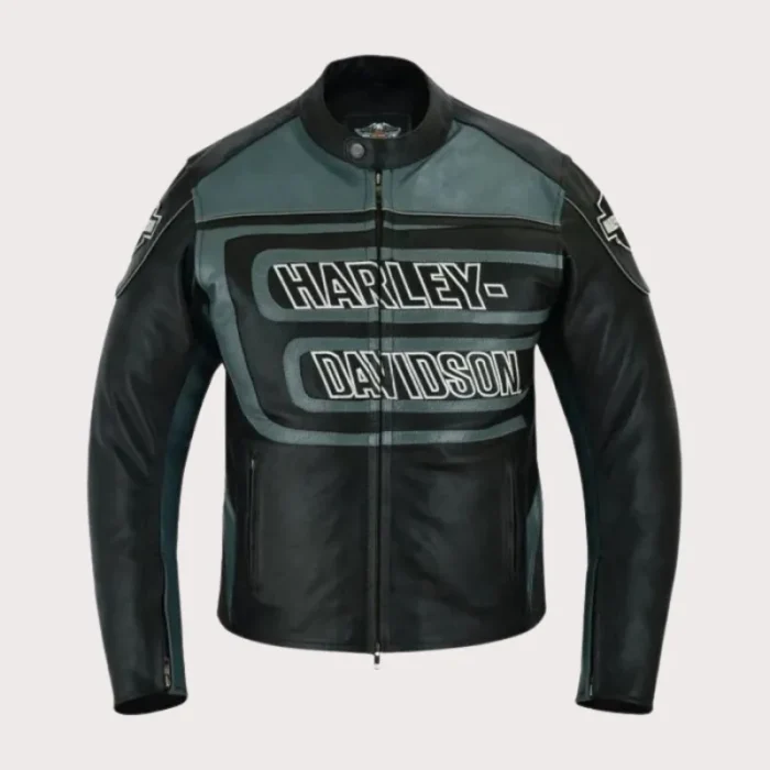 Harley Davidson Black & Gray Leather Jacket
