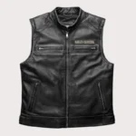 Harley Davidson Motorcycle Black Leather Vest