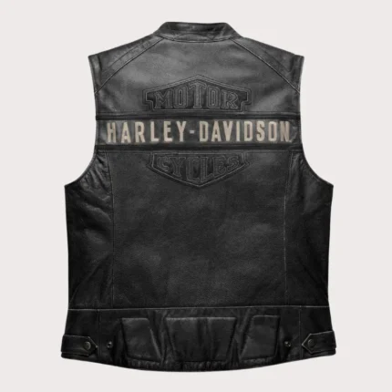 Harley Davidson Motorcycle Black Leather Vest