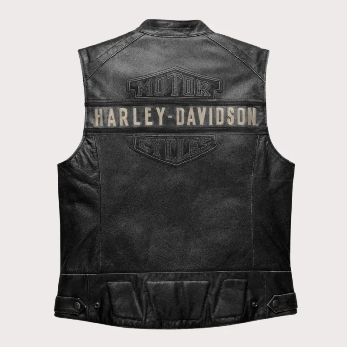 Harley Davidson Motorcycle Black Leather Vest
