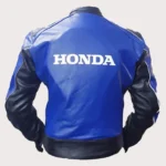 Honda Blue Motorbike Cowhide Leather Jacket