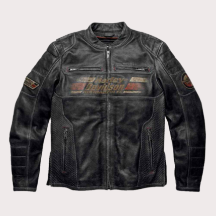 Men Harley Davidson Astor Patches Distressed Leather Jacket