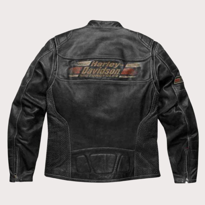 Men Harley Davidson Astor Patches Distressed Leather Jacket