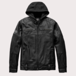 Men's Harley Davidson Biker Leather Jacket with Hood