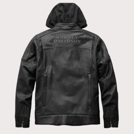 Men's Harley Davidson Biker Leather Jacket with Hood