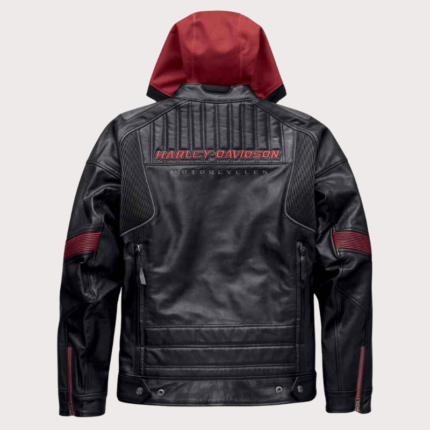 Mens Harley Davidson Motorcycle Leather Jacket with Donhill Hoodie