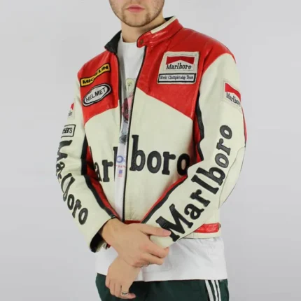Mens Moto Racer Marlboro Leather Jacket