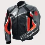 Suzuki Hayabusa Motorcycle Leather Red Racing Jacket