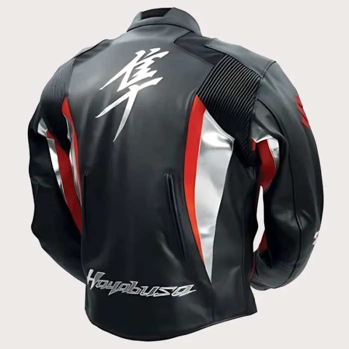 Suzuki Hayabusa Motorcycle Leather Red Racing Jacket