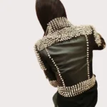 Handmade Women Black Studded Leather Jacket