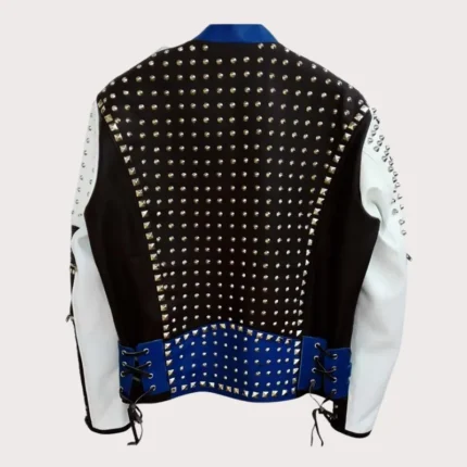 Made To Order Full Studded Biker Leather Coat Jacket Multi Color Design