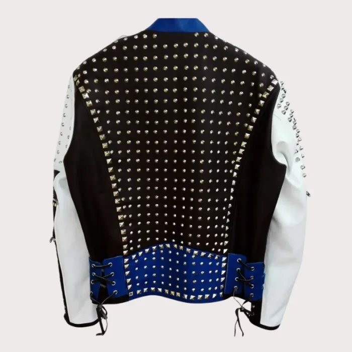 Made To Order Full Studded Biker Leather Coat Jacket Multi Color Design