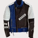 Made To Order Full Studded Biker Leather Coat Jacket Multi Color Design