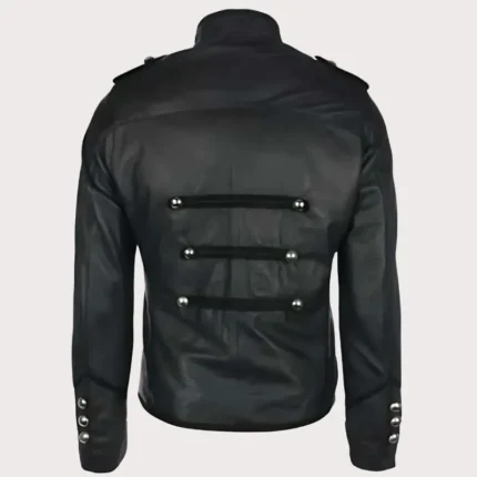 Military Leather Jacket with Studs