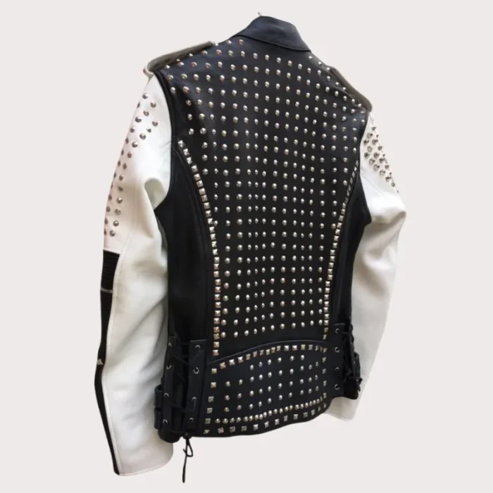 New Handmade Men's Black and white Fashion Studded Punk Style Stylish Jacket