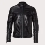 New Mens Black Metal Spiked Studded Leather Jacket