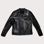 New Mens Black Metal Spiked Studded Leather Jacket