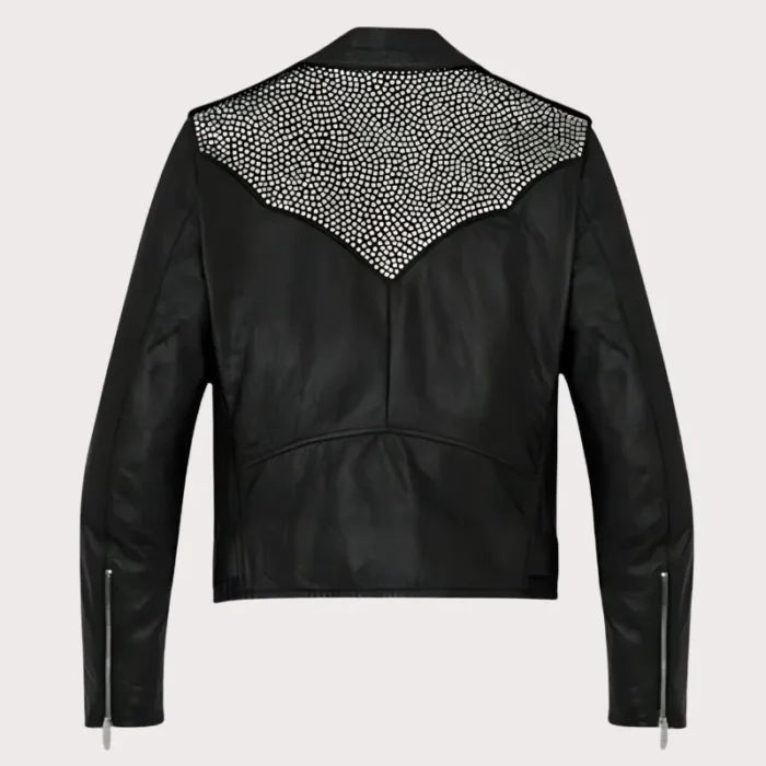 New Men's Black Silver Studded Punk Rock Cowhide Biker Leather Jacket Belted