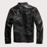 New Mens Black Silver Studded buttoned Punk Cowhide Biker Leather Jacket