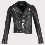 Silver Studded Biker Jacket with Pins