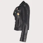 Silver Studded Biker Jacket with Pins