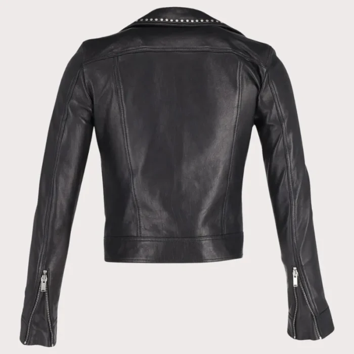Silver Studded Biker Jacket with Pins