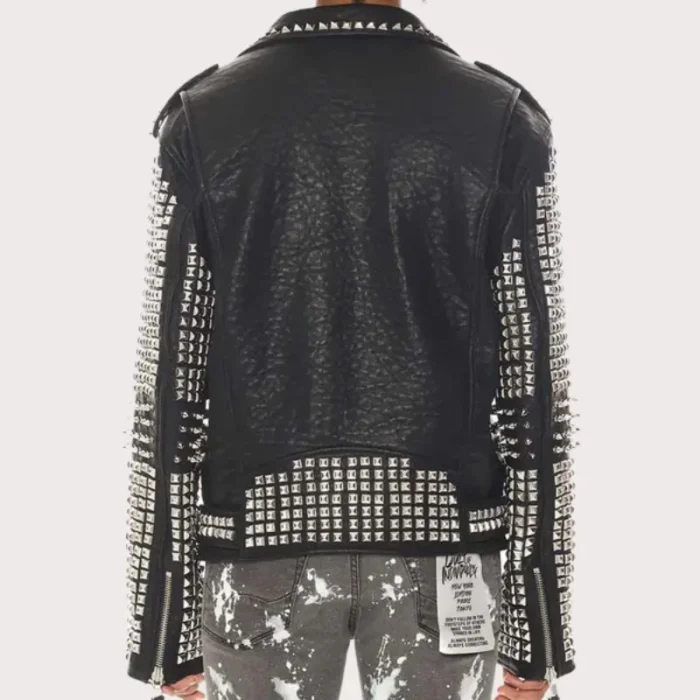 Studded Leather Biker Jacket