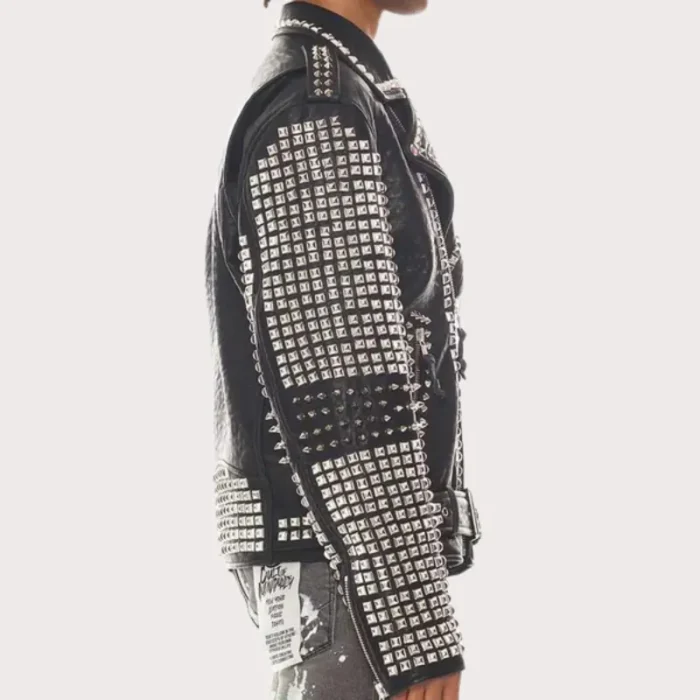 Studded Leather Biker Jacket