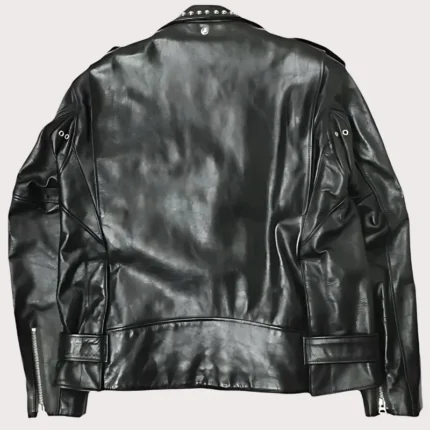 Studded Leather Moto Jacket for Men with Belt