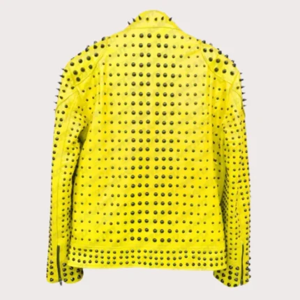 Studded Punk Leather Yellow Vintage Jacket