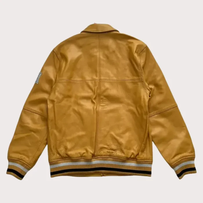 Supreme Uptown Studded Leather Varsity Jacket In Yellow