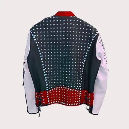 Unique Design Full Studded Biker Leather Coat Jacket Multicolor Custom Made