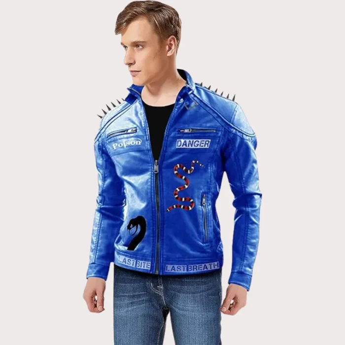 Venomous Danger Poison Snake Bite Last Breath Studded Biker Jacket