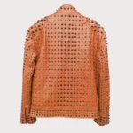 Vintage Studded Punk Leather Brown Biker Jacket