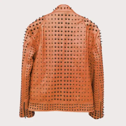 Vintage Studded Punk Leather Brown Biker Jacket